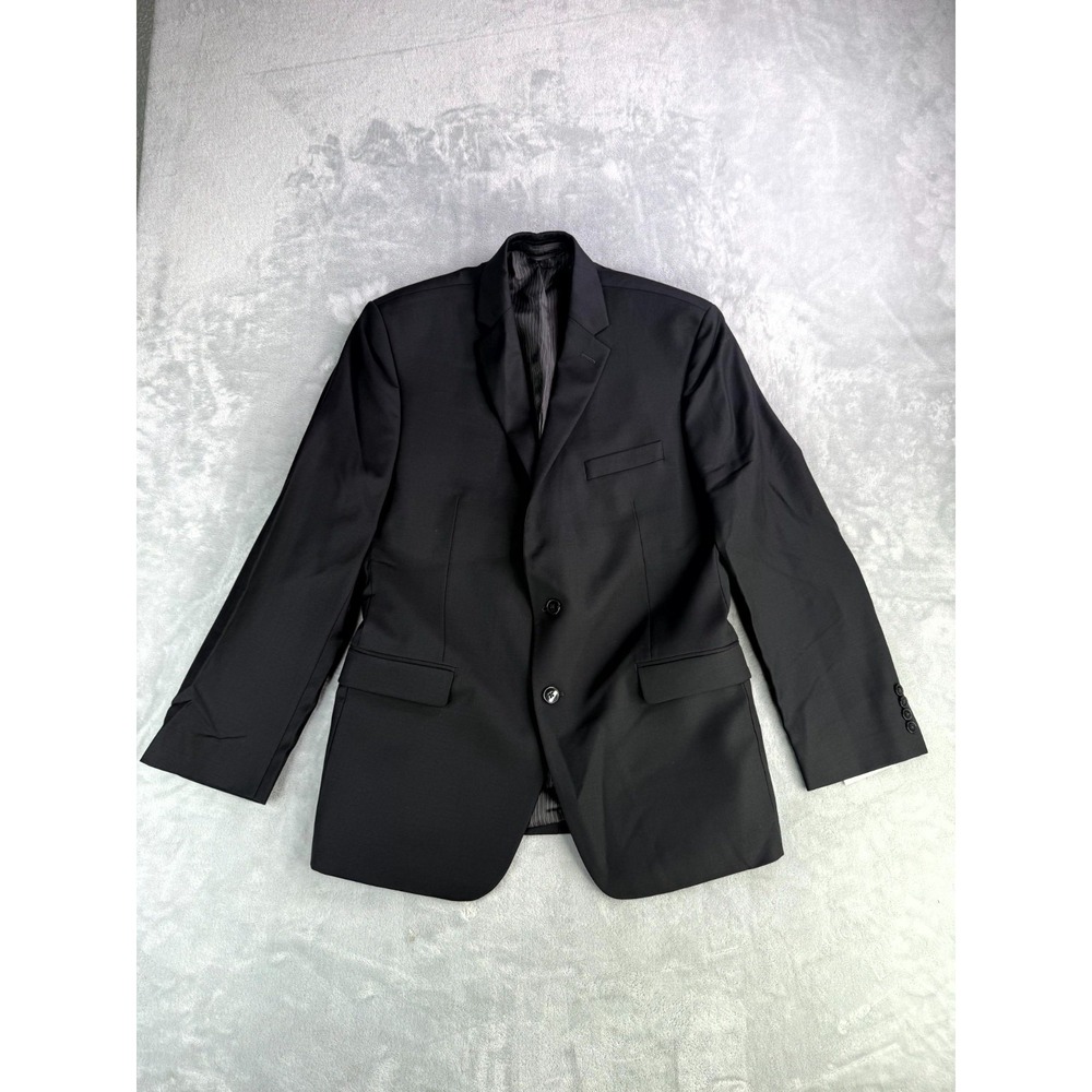 Calvin Klein Macy's Blazer Jacket Mens 42 Black Wool Single Breasted Notch Lapel